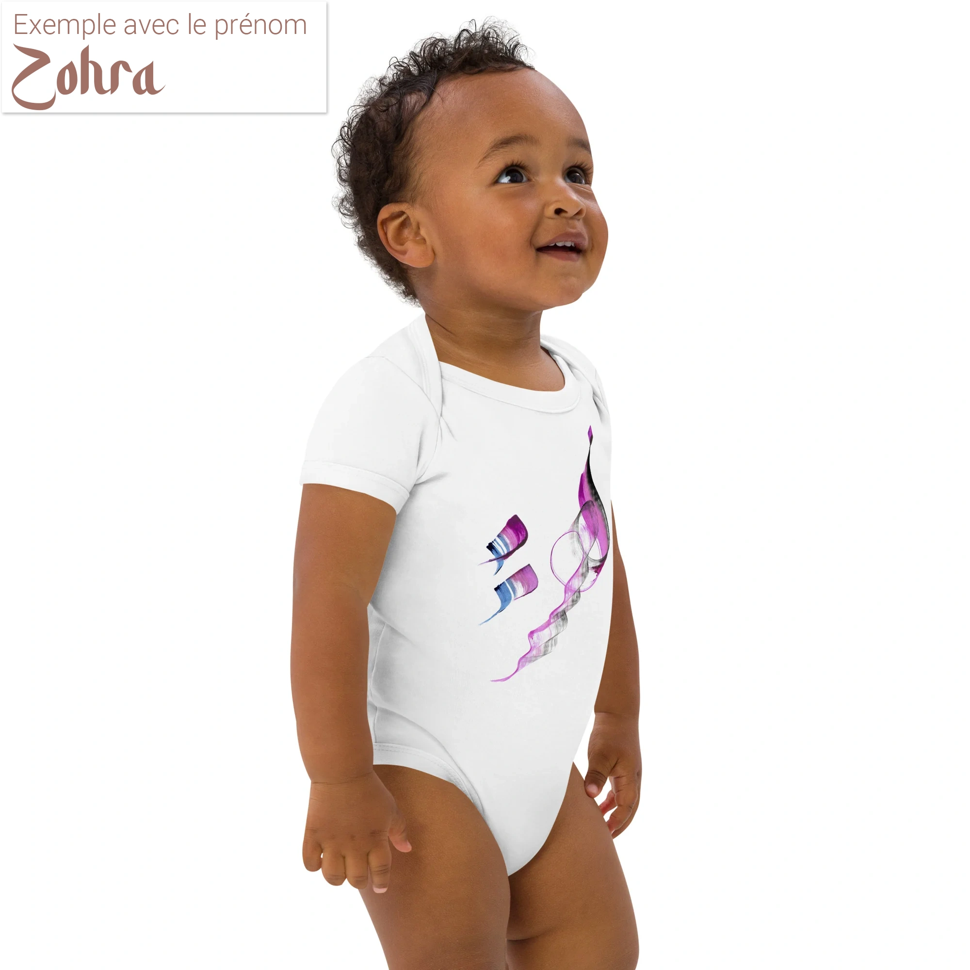 Calligraphie arabe - Votre Prénom en Calligraphie Arabe - Création Sur-Mesure - Idée Cadeau Unique -  Blanc | 6-12M - image 7