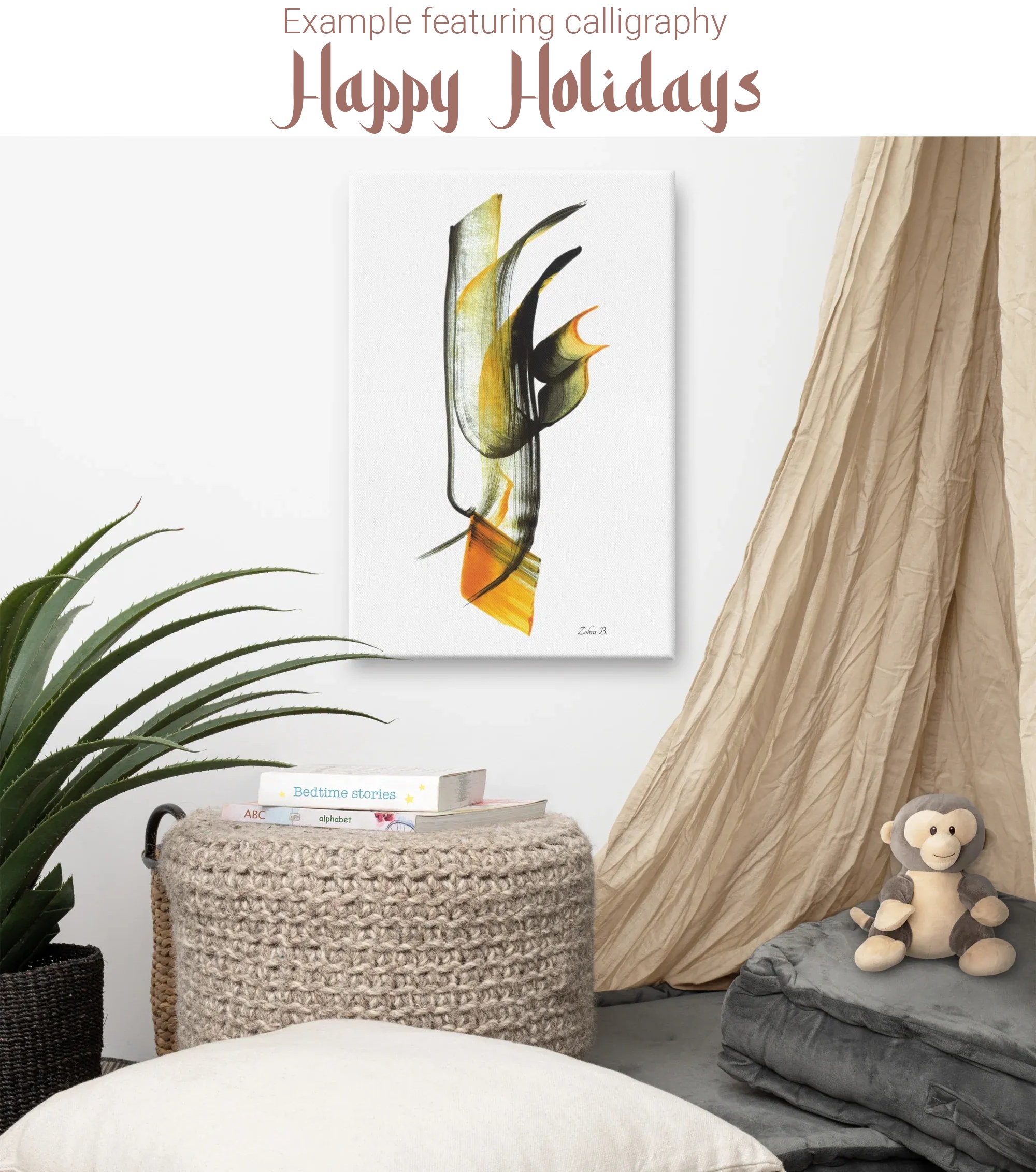 Calligraphie arabe - Personalisierte arabische Kalligrafie — Ihre Worte, von Hand kalligrafiert - Leinwand